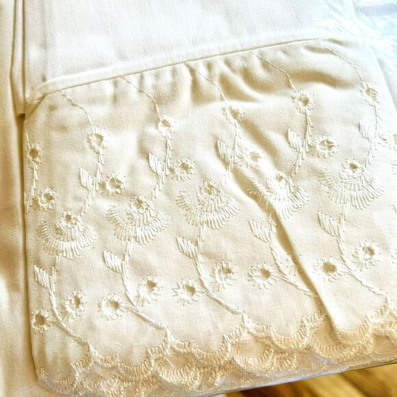 Vintage Springmaid Tara Lace White Twin Mini Sheet Set Pillowcase Flat Sheet USA - Picture 4 of 4